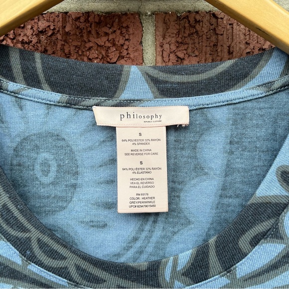 Philosophy Gray and Blue Mandala Print Long Sleeve Tunic Dress Top - Picture 4 of 4